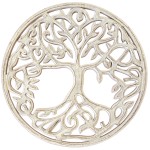 Dcoration murale arbre de vie en bois blanc patin 30 cm