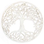 Dcoration murale arbre de vie en bois blanc patin 40 cm