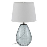 Lampe en verre gris - Abat jour en lin