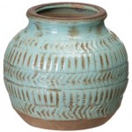 Vase patiné de couleur Bleu en céramique 13.5 cm