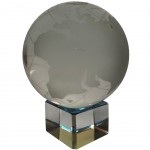 Globe Terrestre en Cristal de Roche sur son socle
