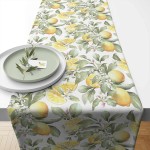 Chemin de table Citrons en coton - 40 x 150 cm