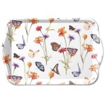 Mini Plateau Rectangulaire Motif Jardin de Papillons  20,5 cm