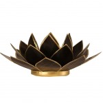 Photophore Fleur de Lotus noir finition or