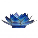 Photophore Fleur de Lotus bleu finition dore