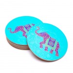 6 dessous de verres en bois - Turquoise - lphant Indien