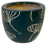 Cache pot Ginkgo en terre cuite 14 cm - Vert meraude